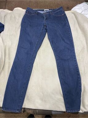 LOFT Women's Straight-Leg Jeans in Dark Blue Denim 29/8 curvy skinny